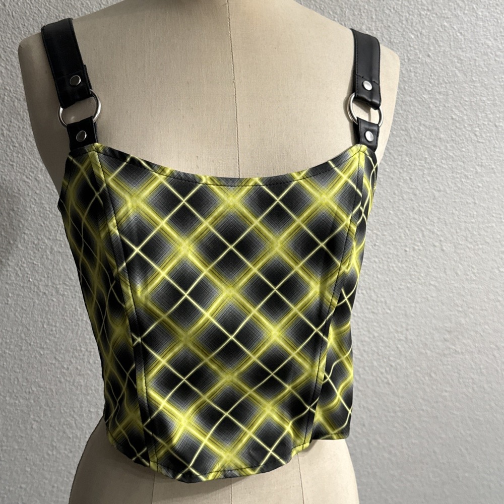 Dolls Kill Widow Vile And Entitled Plaid Crop Bustier Goth Grunge Alternative S